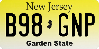 NJ license plate B98GNP