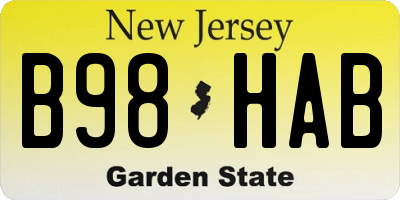 NJ license plate B98HAB