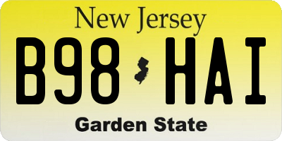 NJ license plate B98HAI