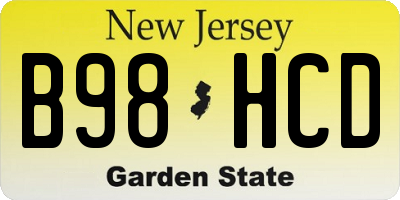 NJ license plate B98HCD