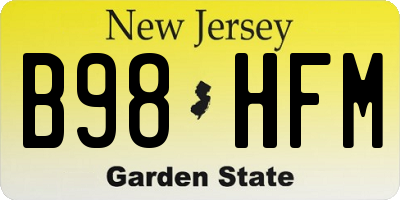NJ license plate B98HFM