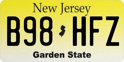 NJ license plate B98HFZ