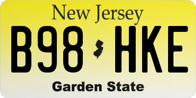 NJ license plate B98HKE