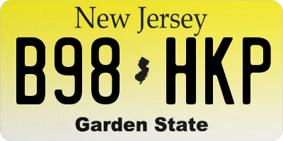 NJ license plate B98HKP