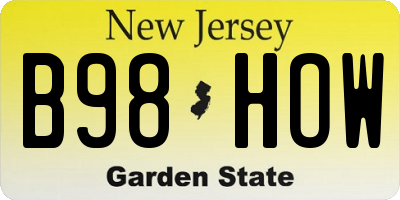 NJ license plate B98HOW