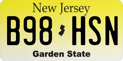 NJ license plate B98HSN