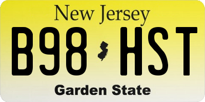 NJ license plate B98HST