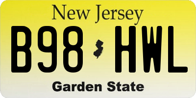 NJ license plate B98HWL