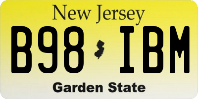 NJ license plate B98IBM