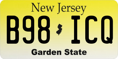 NJ license plate B98ICQ