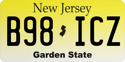 NJ license plate B98ICZ