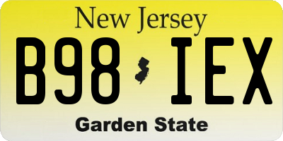 NJ license plate B98IEX