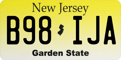 NJ license plate B98IJA