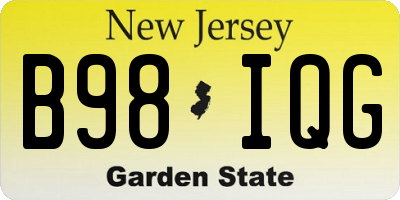 NJ license plate B98IQG