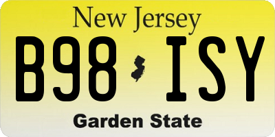 NJ license plate B98ISY