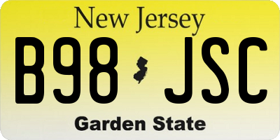 NJ license plate B98JSC