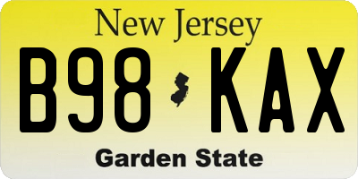 NJ license plate B98KAX