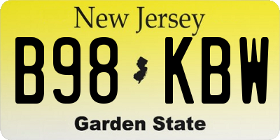NJ license plate B98KBW