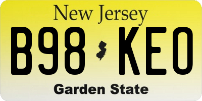 NJ license plate B98KEO