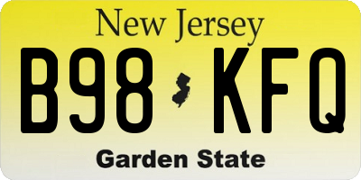 NJ license plate B98KFQ