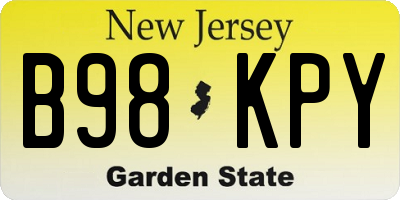 NJ license plate B98KPY