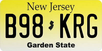 NJ license plate B98KRG