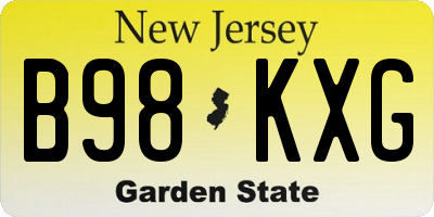 NJ license plate B98KXG