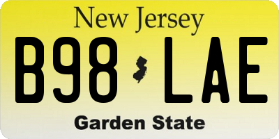 NJ license plate B98LAE