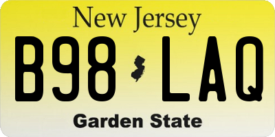 NJ license plate B98LAQ