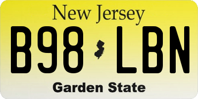 NJ license plate B98LBN