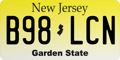 NJ license plate B98LCN