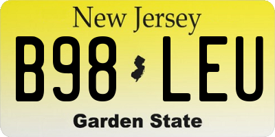 NJ license plate B98LEU