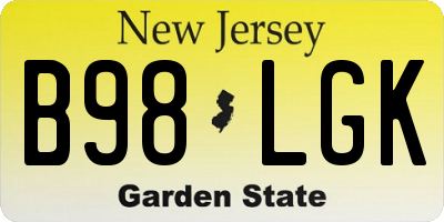 NJ license plate B98LGK