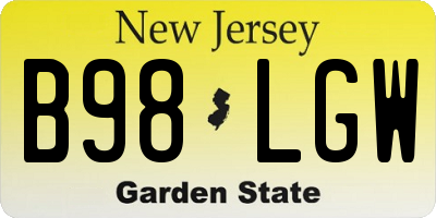 NJ license plate B98LGW