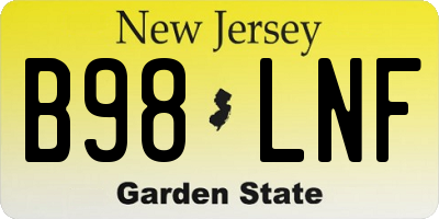 NJ license plate B98LNF
