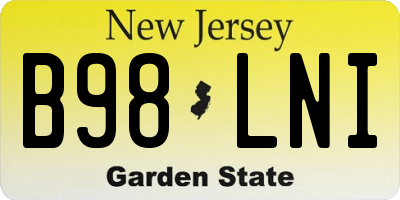 NJ license plate B98LNI