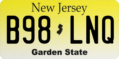 NJ license plate B98LNQ