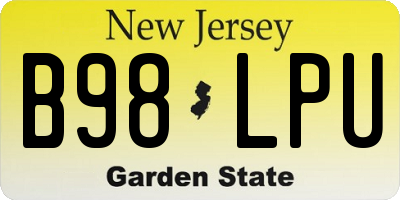 NJ license plate B98LPU