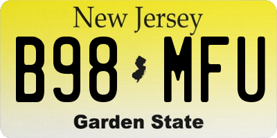 NJ license plate B98MFU