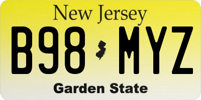 NJ license plate B98MYZ