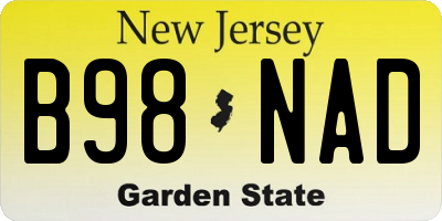 NJ license plate B98NAD