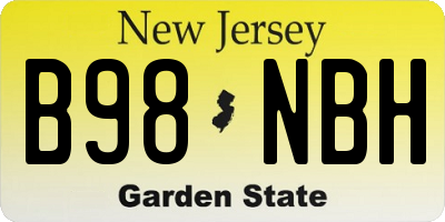 NJ license plate B98NBH