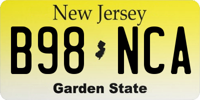 NJ license plate B98NCA