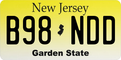 NJ license plate B98NDD