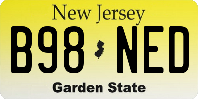 NJ license plate B98NED