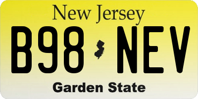 NJ license plate B98NEV