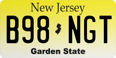 NJ license plate B98NGT