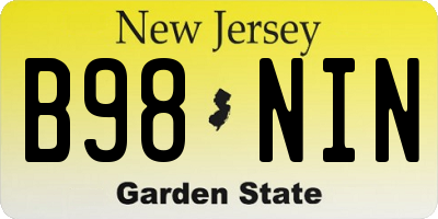 NJ license plate B98NIN