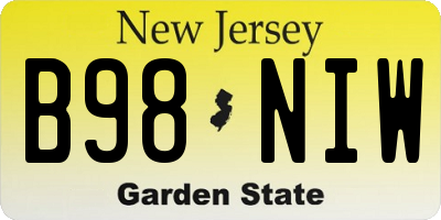NJ license plate B98NIW