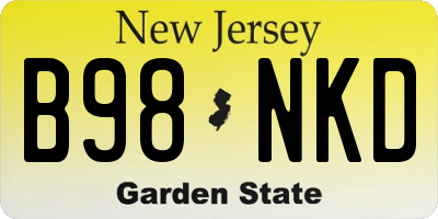 NJ license plate B98NKD